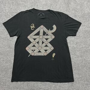 Bon Iver Shirt Mens Large Black Geometric Graphic Lyrics Back Band T-Shirt